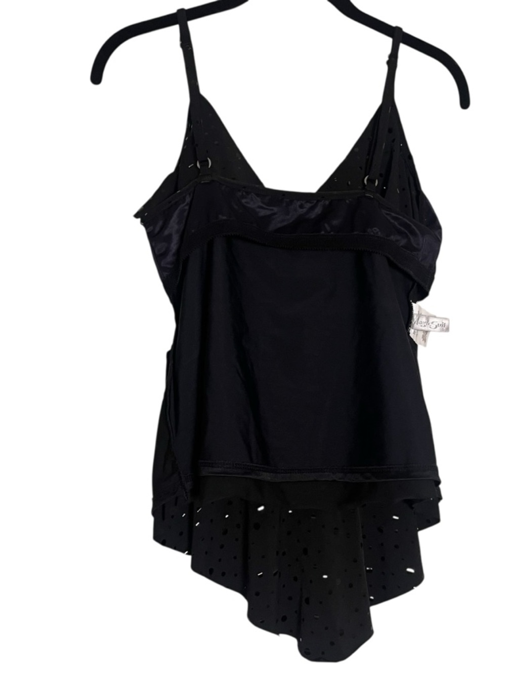 Magic Suit Black Tiered Tankini Top Shiny Dots Ruffle Swim Top Size 10 - Picture 6 of 8